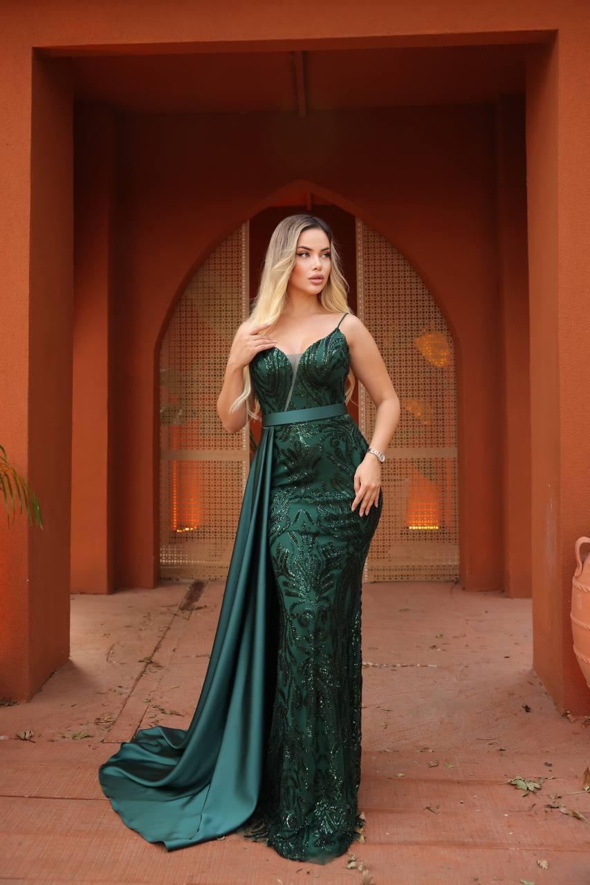 Robe de soirée à traîne drapée Alhambra Couture