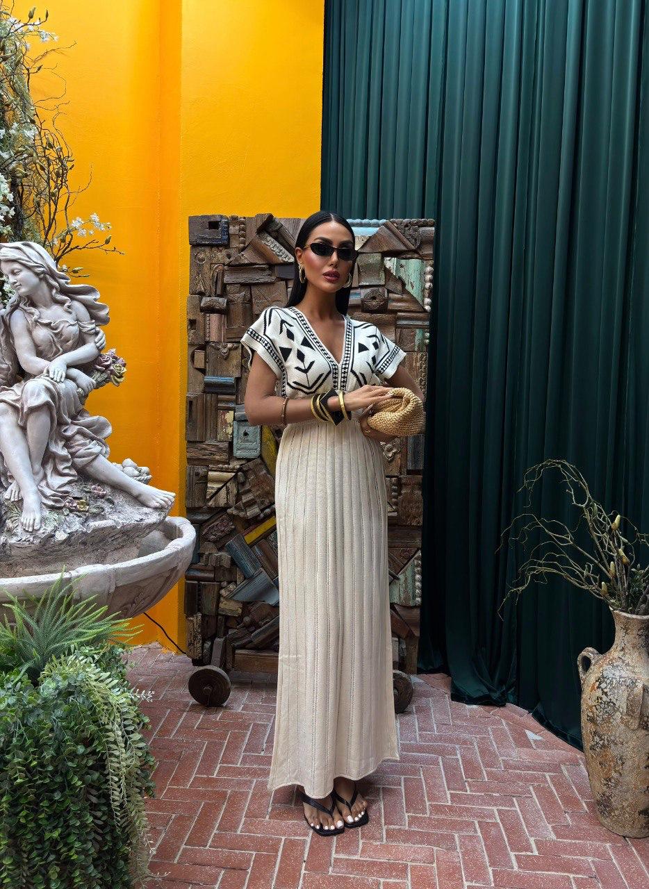 Robe estivale chic à imprimer géométrique Alhambra Couture