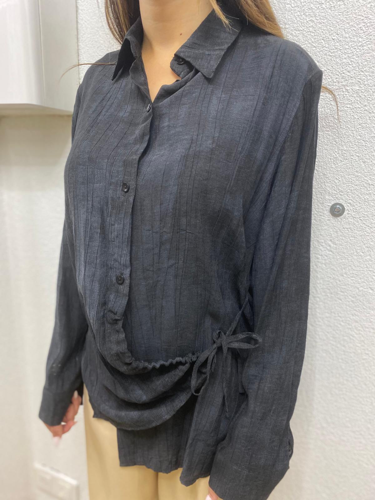 Chemise noir en crêpe Alhambra Couture