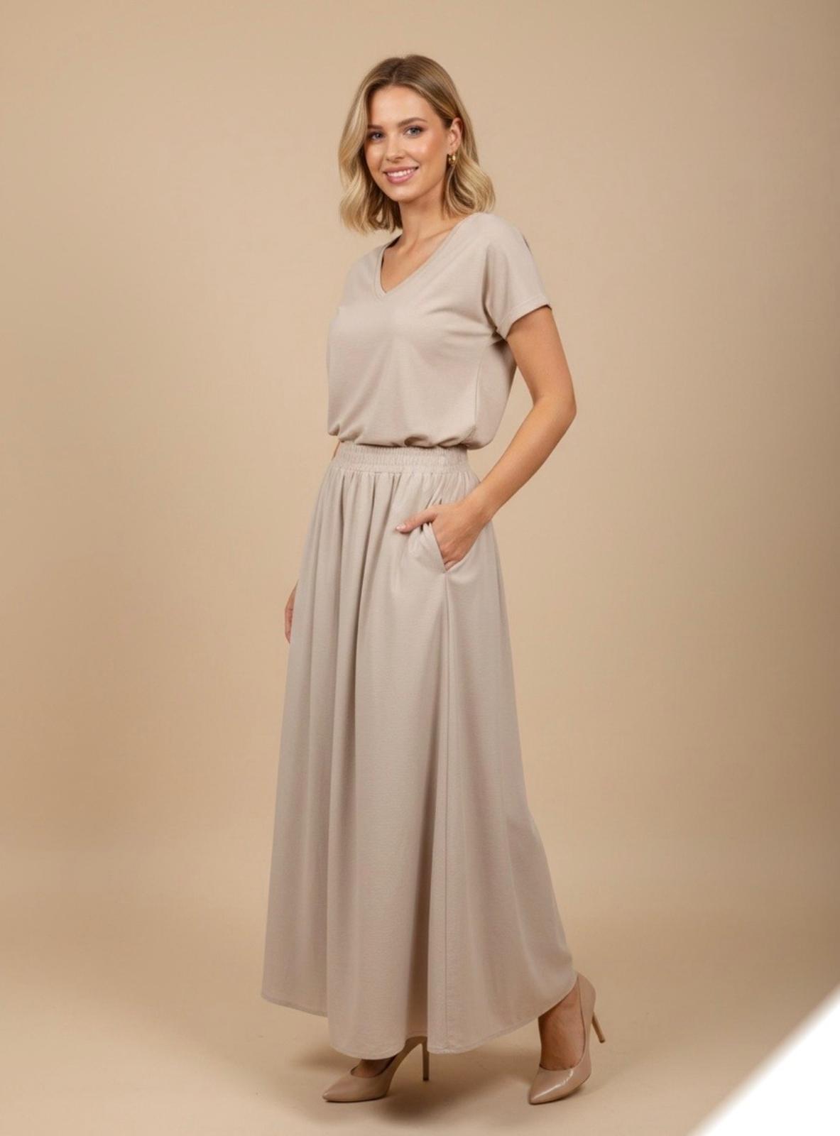 Jupe uni en coton avec poches 0512-0513 Alhambra Couture