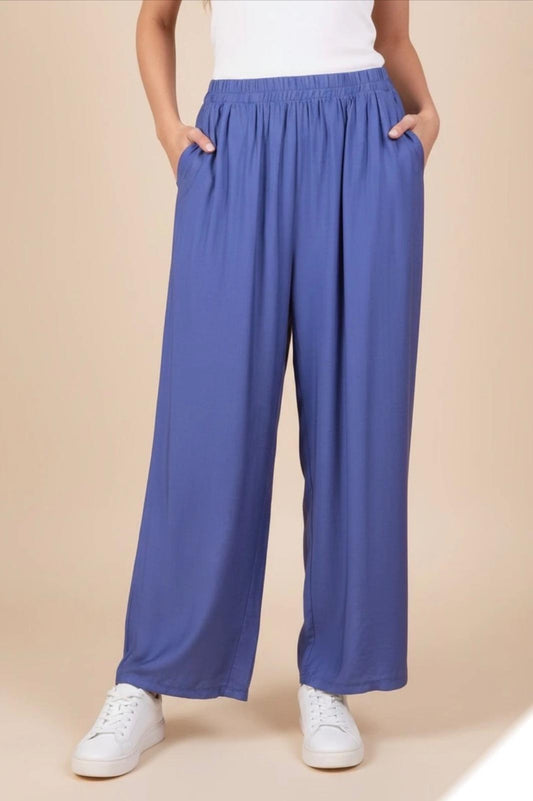 Pantalon uni avec poches tissu similaire au lin Alhambra Couture