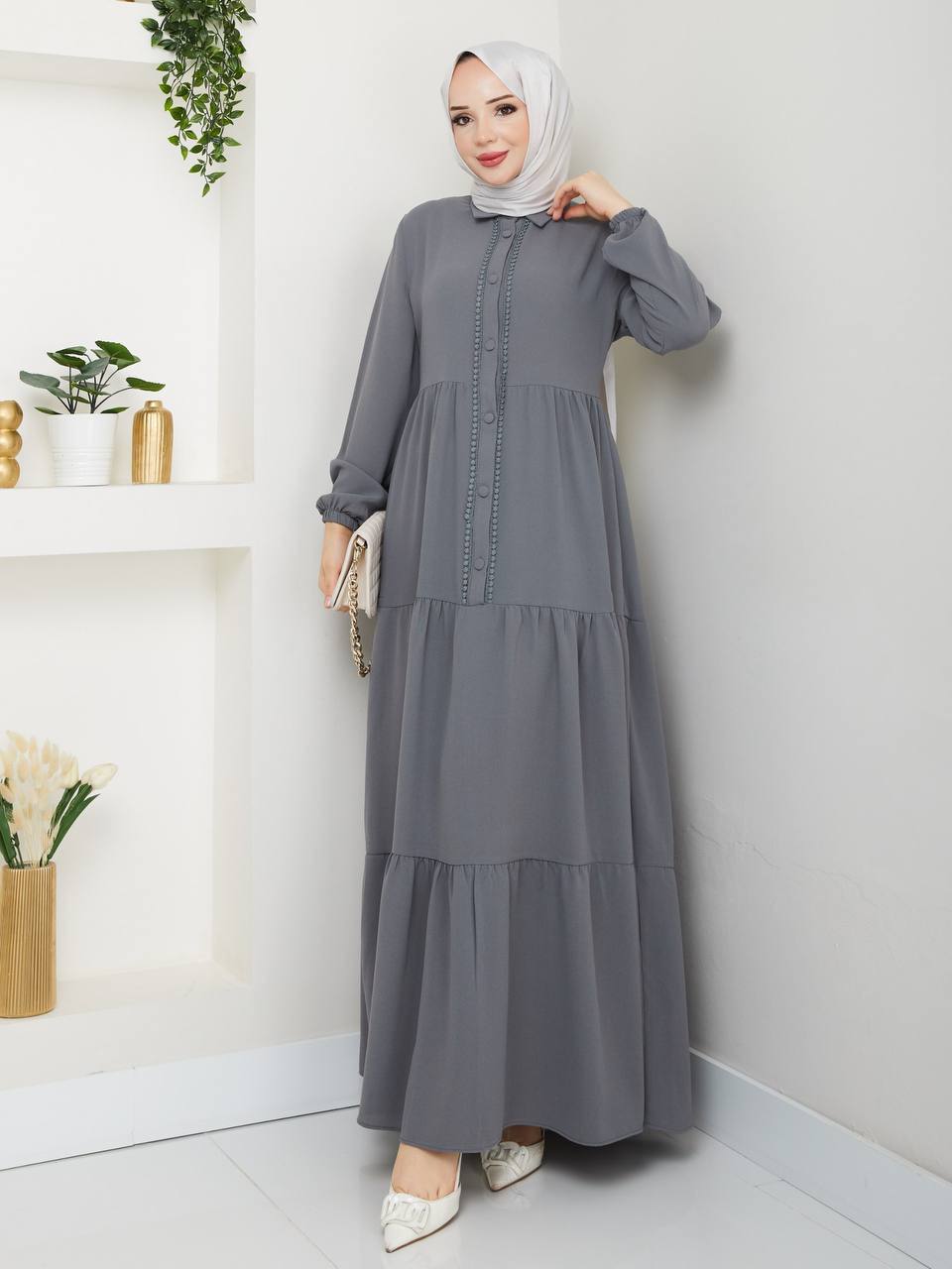 Robe longue boutonné Alhambra Couture