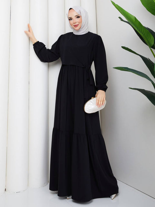 Robe longue portefeuille à volant Alhambra Couture
