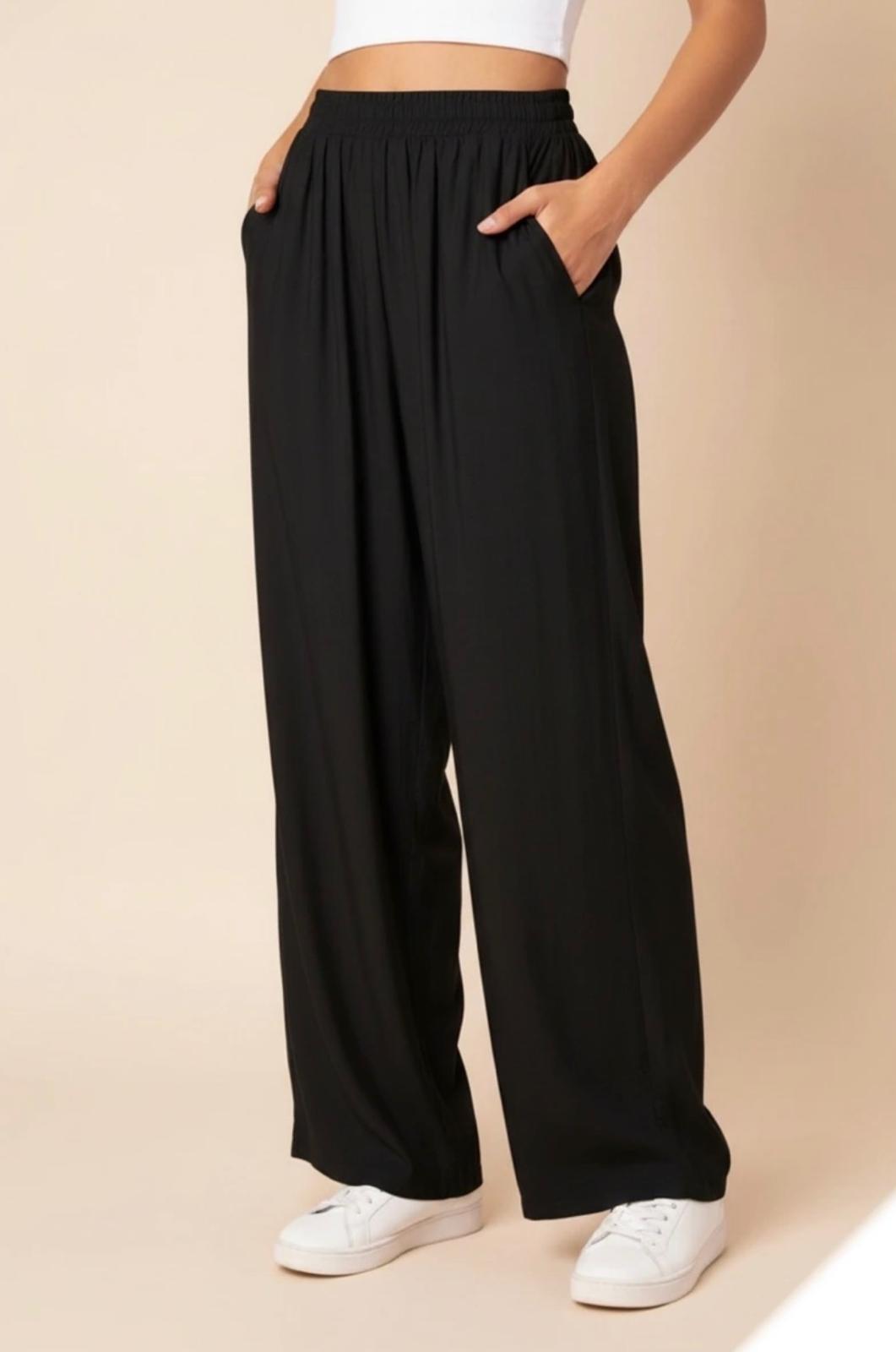 Pantalon uni avec poches tissu similaire au lin Alhambra Couture