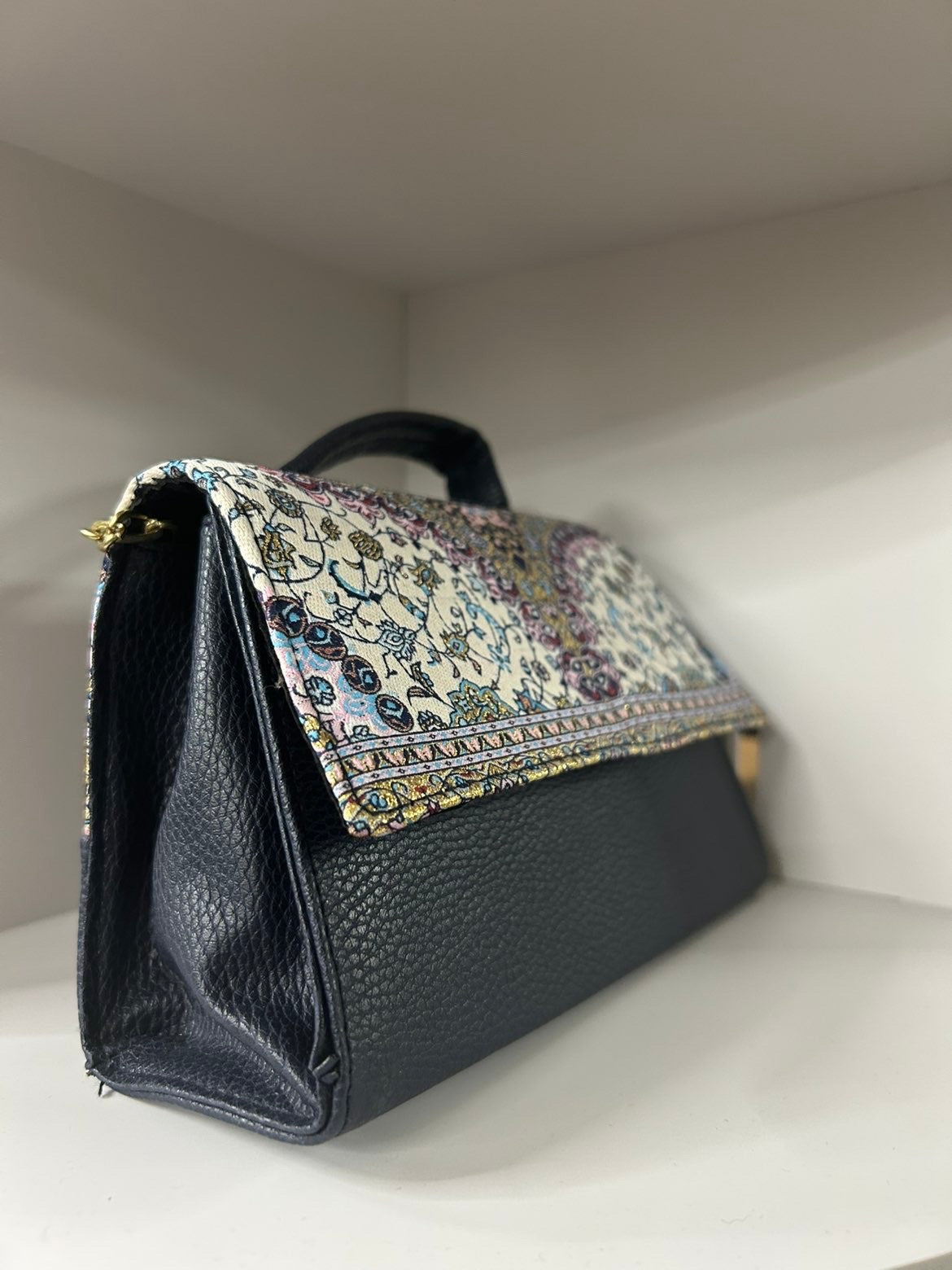 Sac brodé bleu foncée Alhambra Couture