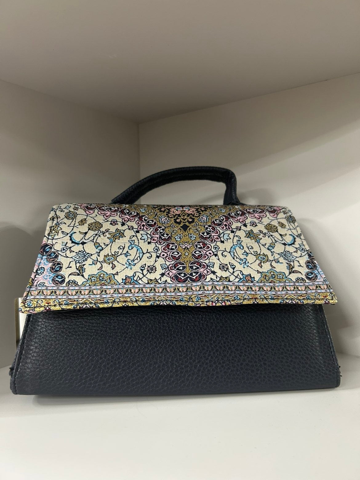 Sac brodé bleu foncée Alhambra Couture