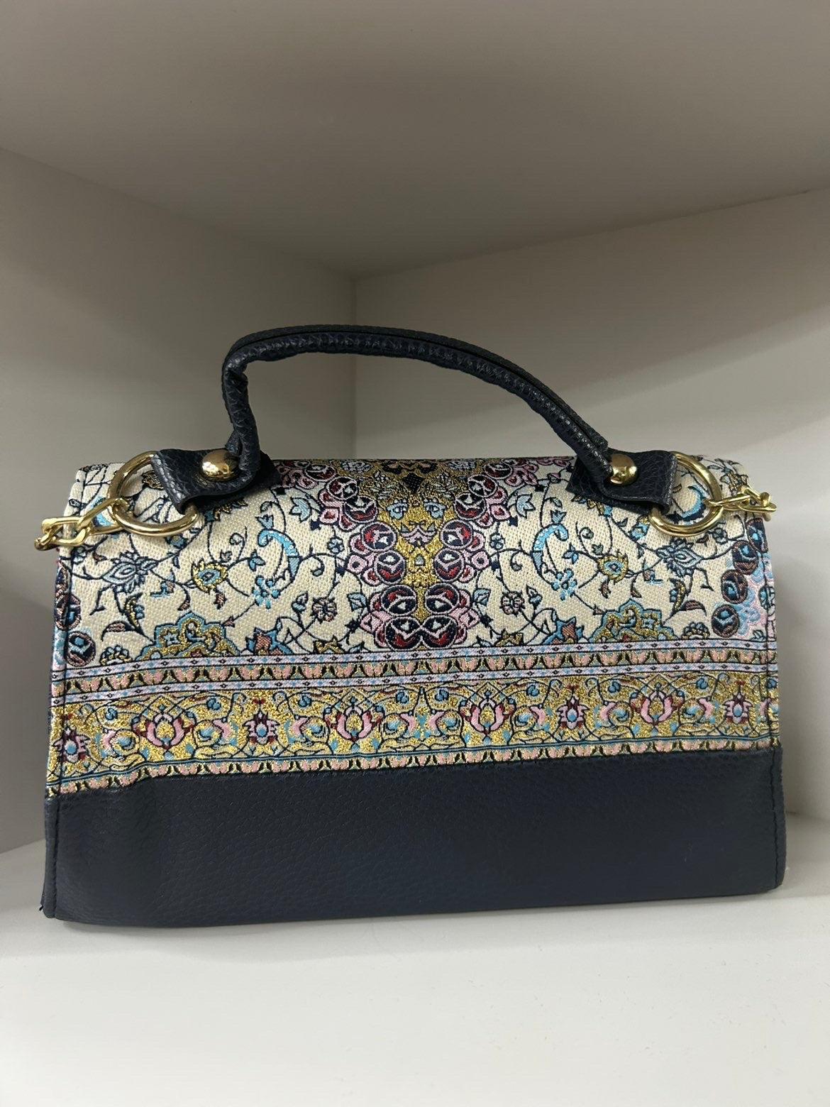Sac brodé bleu foncée Alhambra Couture