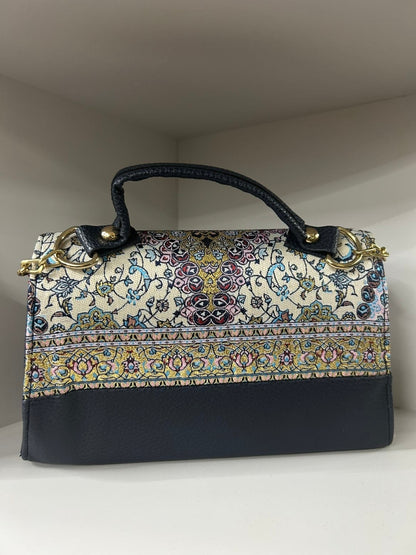 Sac brodé bleu foncée Alhambra Couture