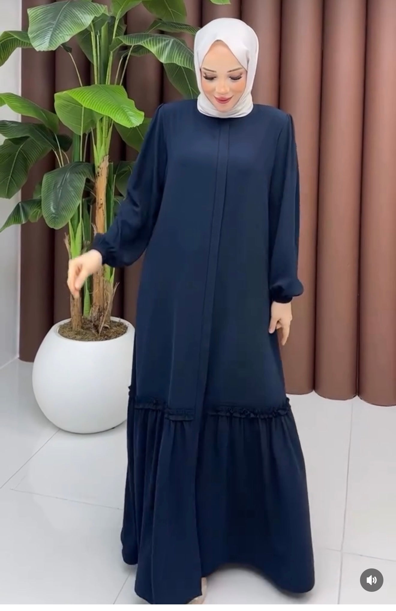Abaya fermeture froufrou bleu marine Alhambra Couture