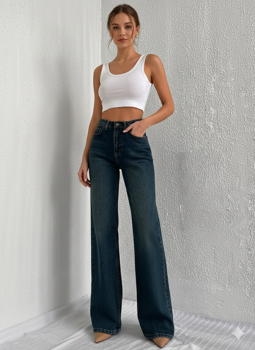 Jean Large Taille Haute