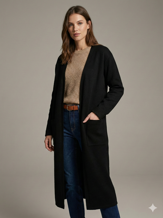 Long gilet noir Alhambra Couture