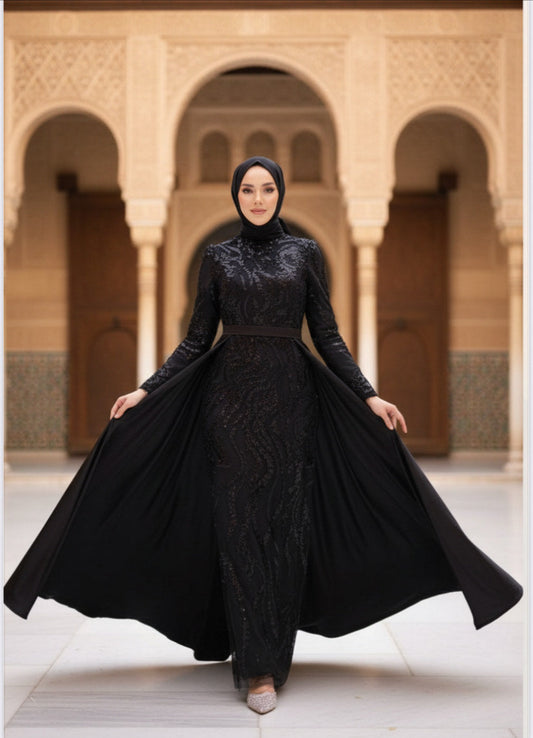 Robe De Soirée Noir Alhambra Couture