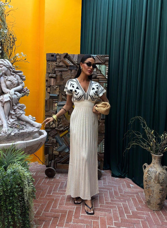 Robe estivale chic à imprimer géométrique Alhambra Couture