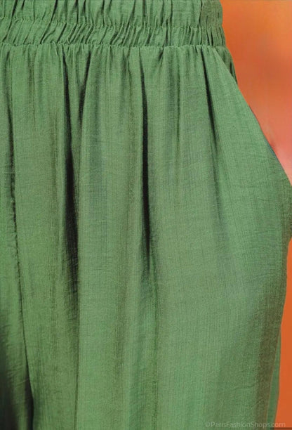 Pantalon uni avec poches tissu similaire au lin Alhambra Couture