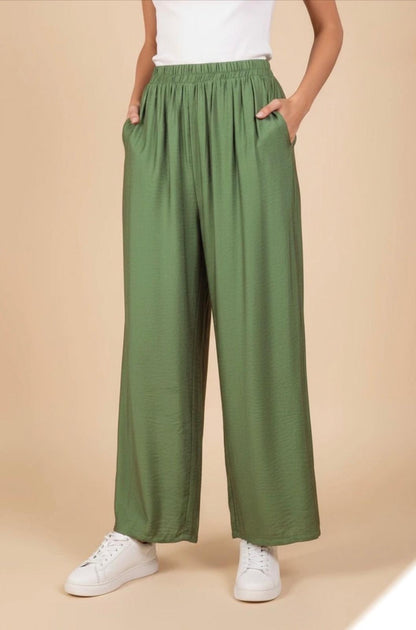 Pantalon uni avec poches tissu similaire au lin Alhambra Couture