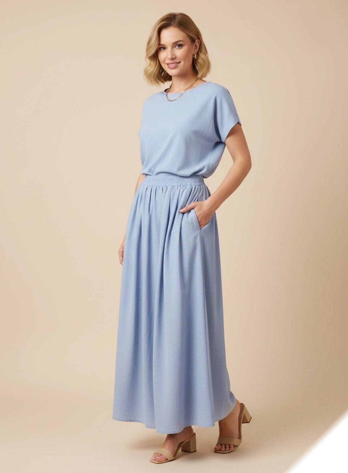 Jupe uni en coton avec poches 0512-0513 Alhambra Couture